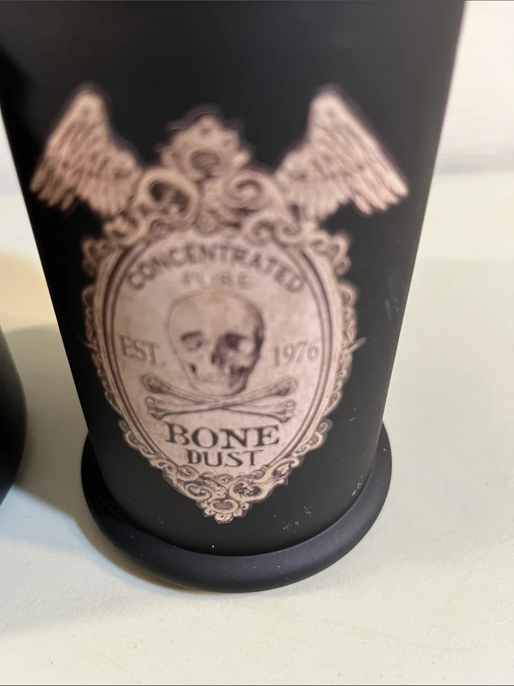 Black Apothecary Jar with Skull Stopper - Decorative Home Accent